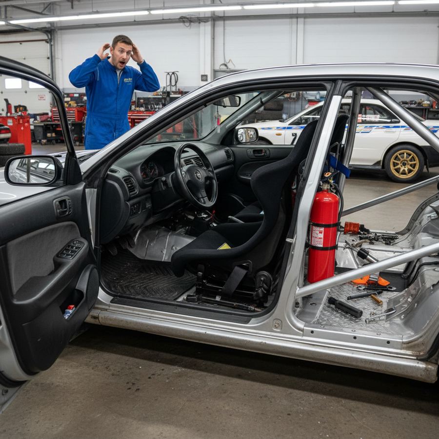 Cones scattered after being hit during an autocross run