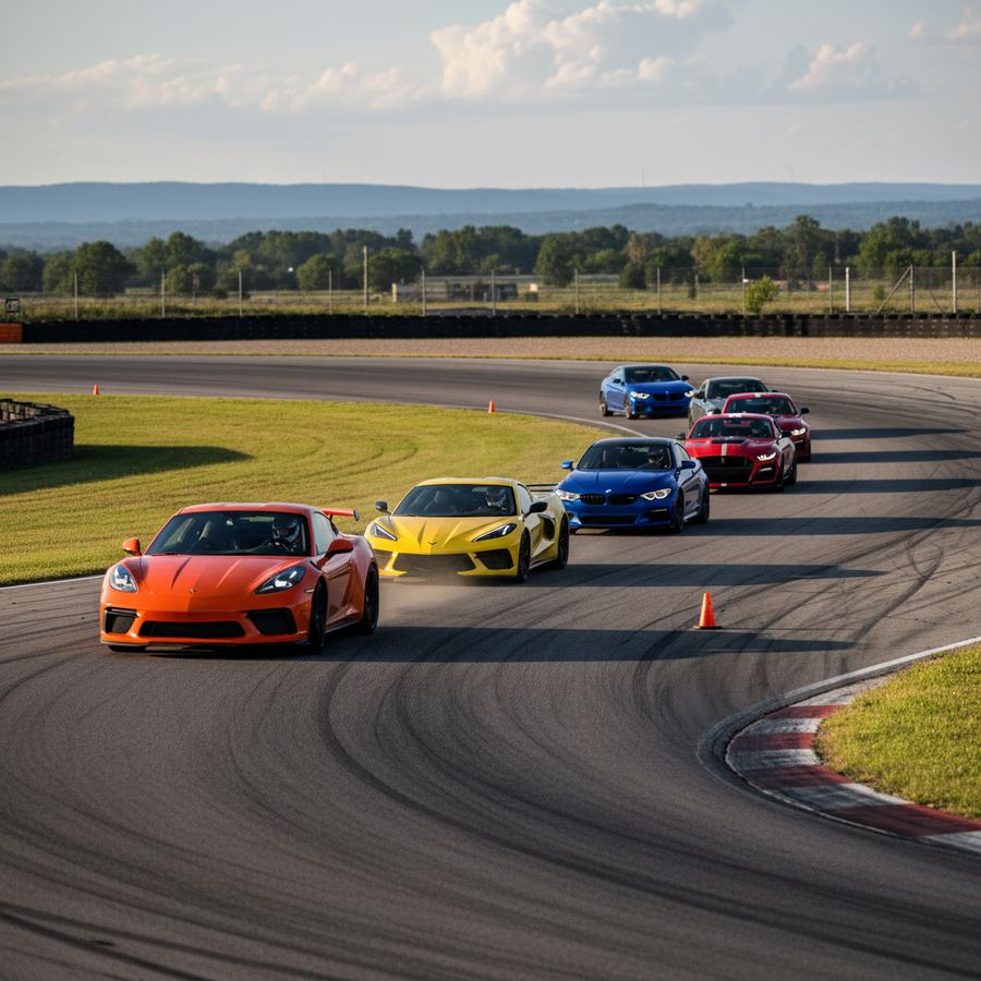 Cars on track during a grassroots track day event